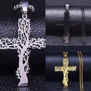 Unisex Stainless Steel Tree Of Life Pendant Necklace